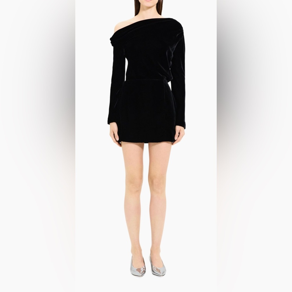 Theory Asymmetric Neck Off Shoulder Dress - Picture 3 of 9